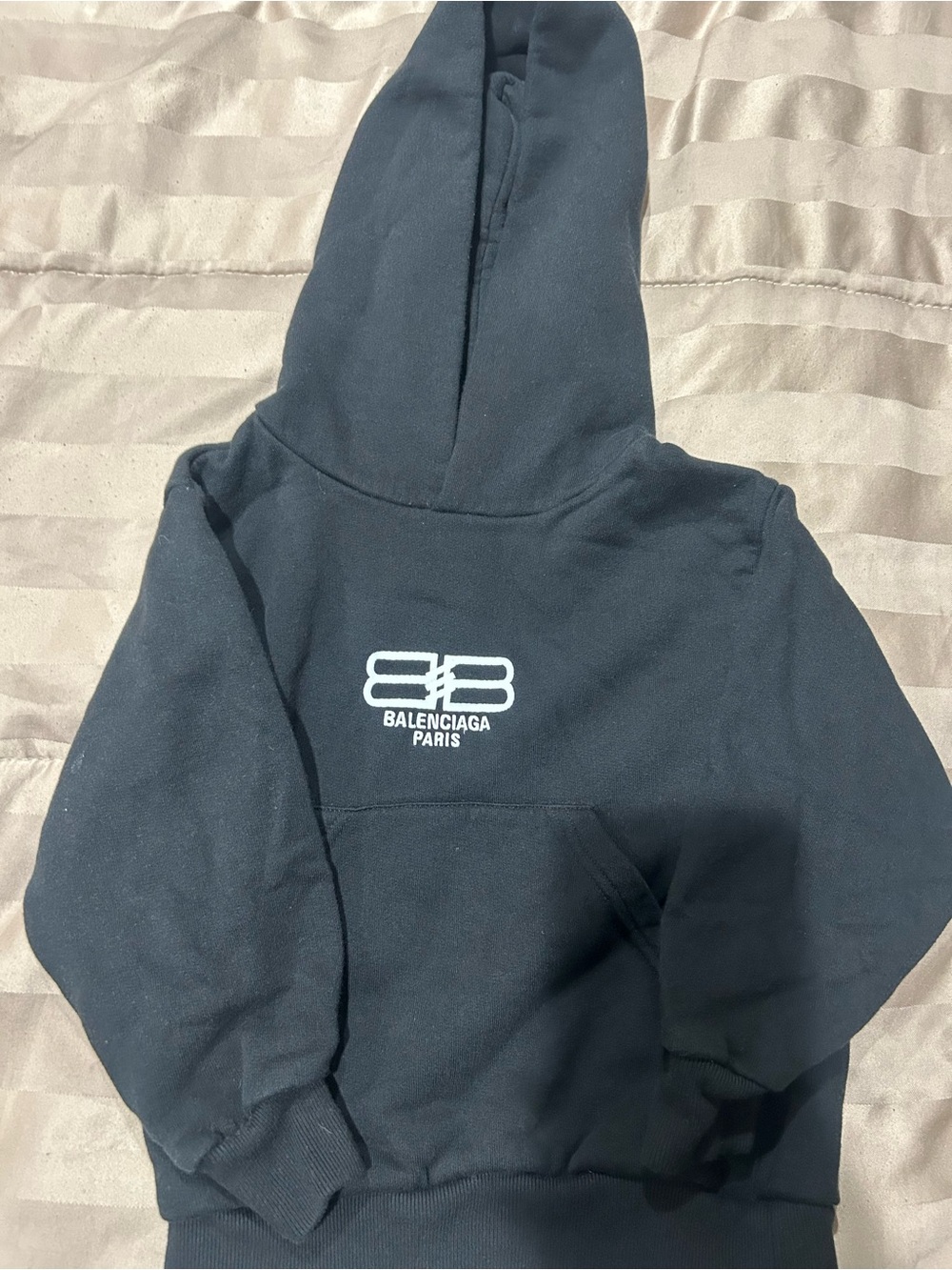 Balenciaga Kids Navy Black Hoodie with White Logo